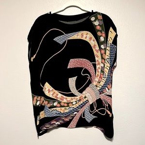 Japanese Oriental Blouse, Size M, Black